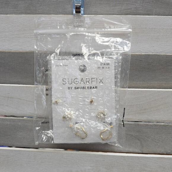 Gold Micro Stud Earring Set 3pc - Gold | SUGARFIX by BaubleBar - Picture 5 of 6